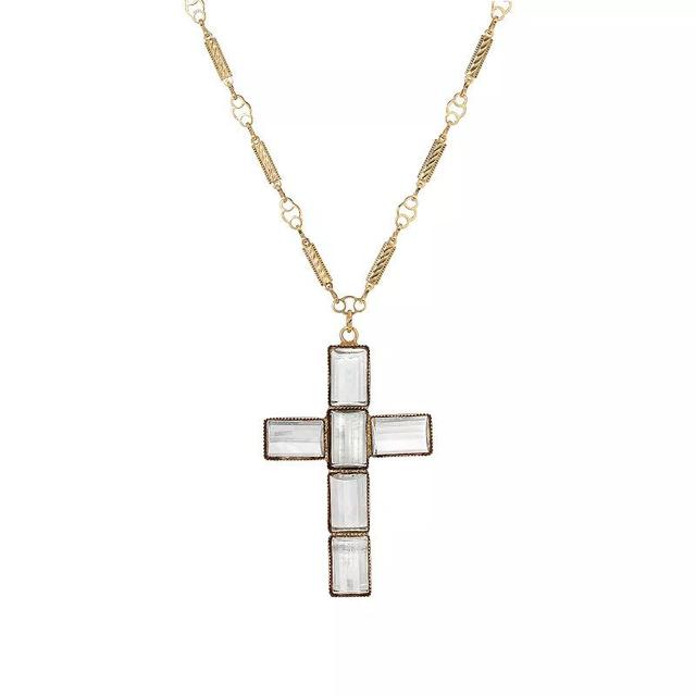 Symbols of Faith Crystal Cross Pendant Necklace, Womens, White Product Image