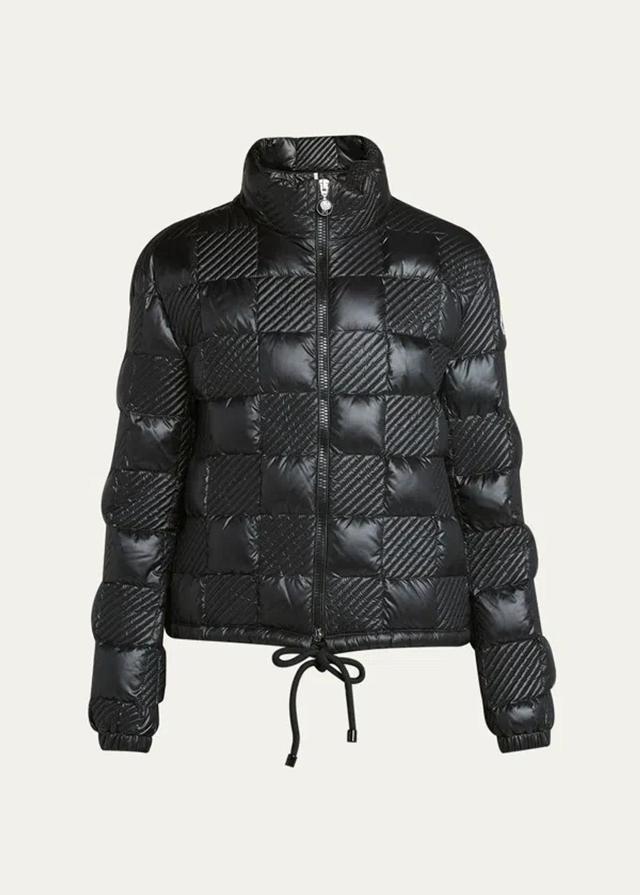 MONCLER Ancy Lightweight Quilted Checkerboard Jacket In Black Product Image