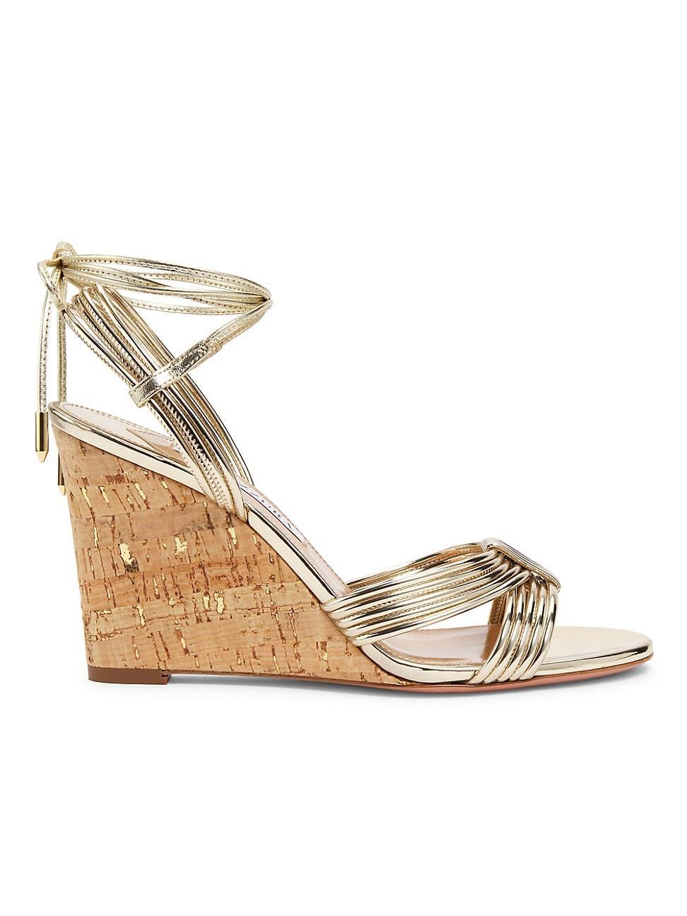 Womens 85MM Strappy Metallic Wedge Sandals product image