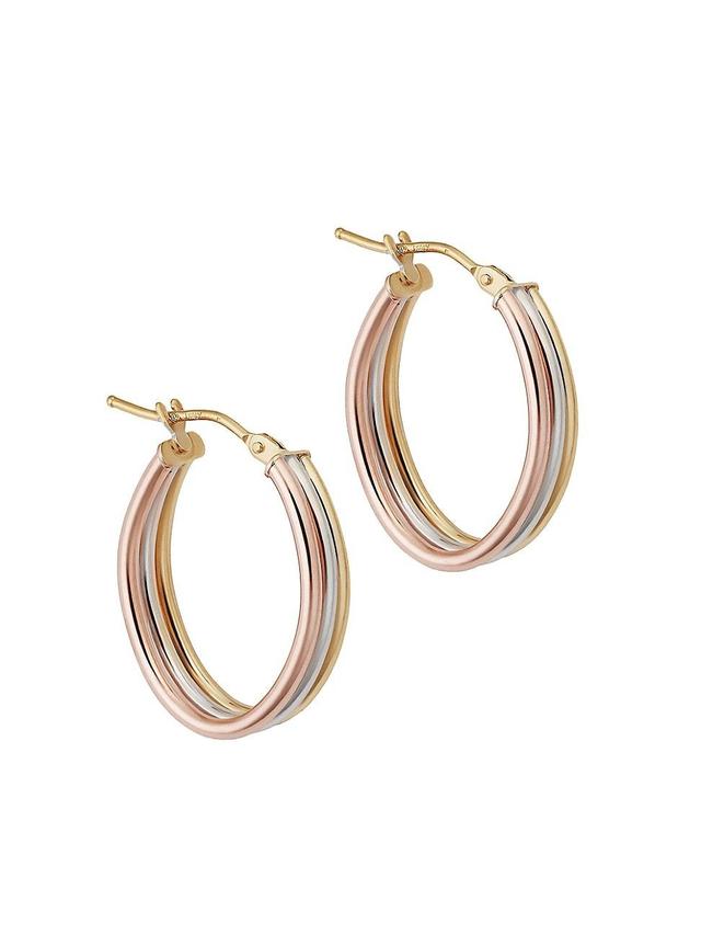 Womens 14K Tricolor Gold Trifecta Hoops Product Image