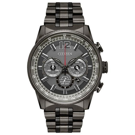 Men's Citizen Eco DriveÂ® Nighthawk Grey IP Chronograph Watch with Grey Dial (Model: Ca4377-53H) Product Image