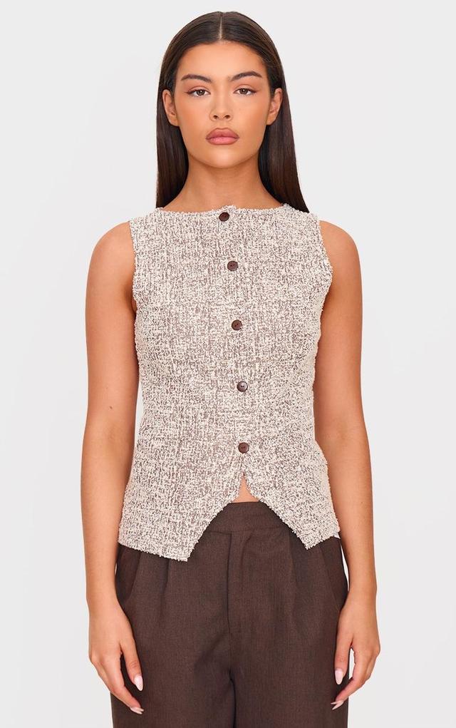 Chocolate Boucle Button Down Vest Product Image