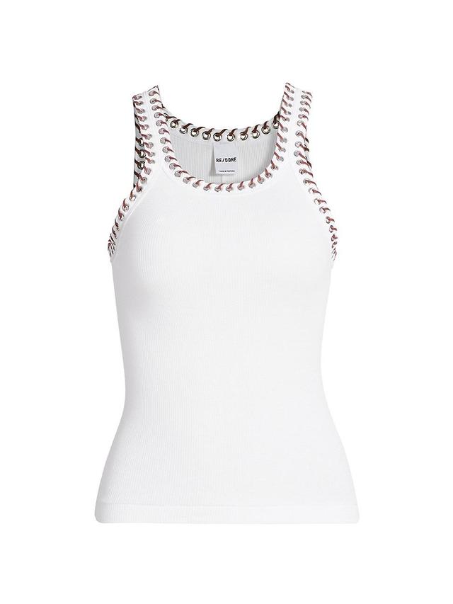 Womens Whipstitch Ribbed Cotton Tank Top Product Image