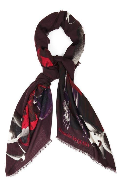 Alexander McQueen Skeleton Orchid Wool Scarf Product Image