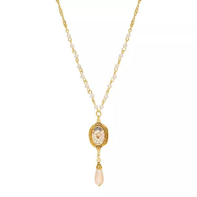 1928 Gold Tone Simulated Pearl Pendant Necklace, Womens, White Product Image