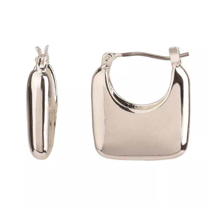 Womens Silver Tone Square Hoop Earrings, None Product Image