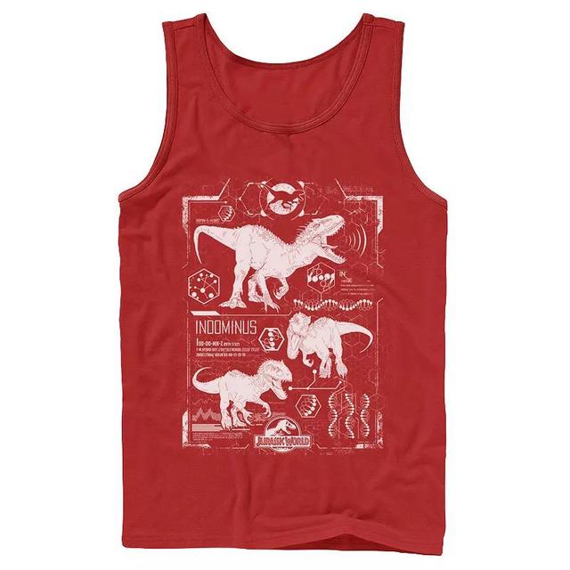 Mens Jurassic World Indominus Rex Green Schematic Tank Top Product Image