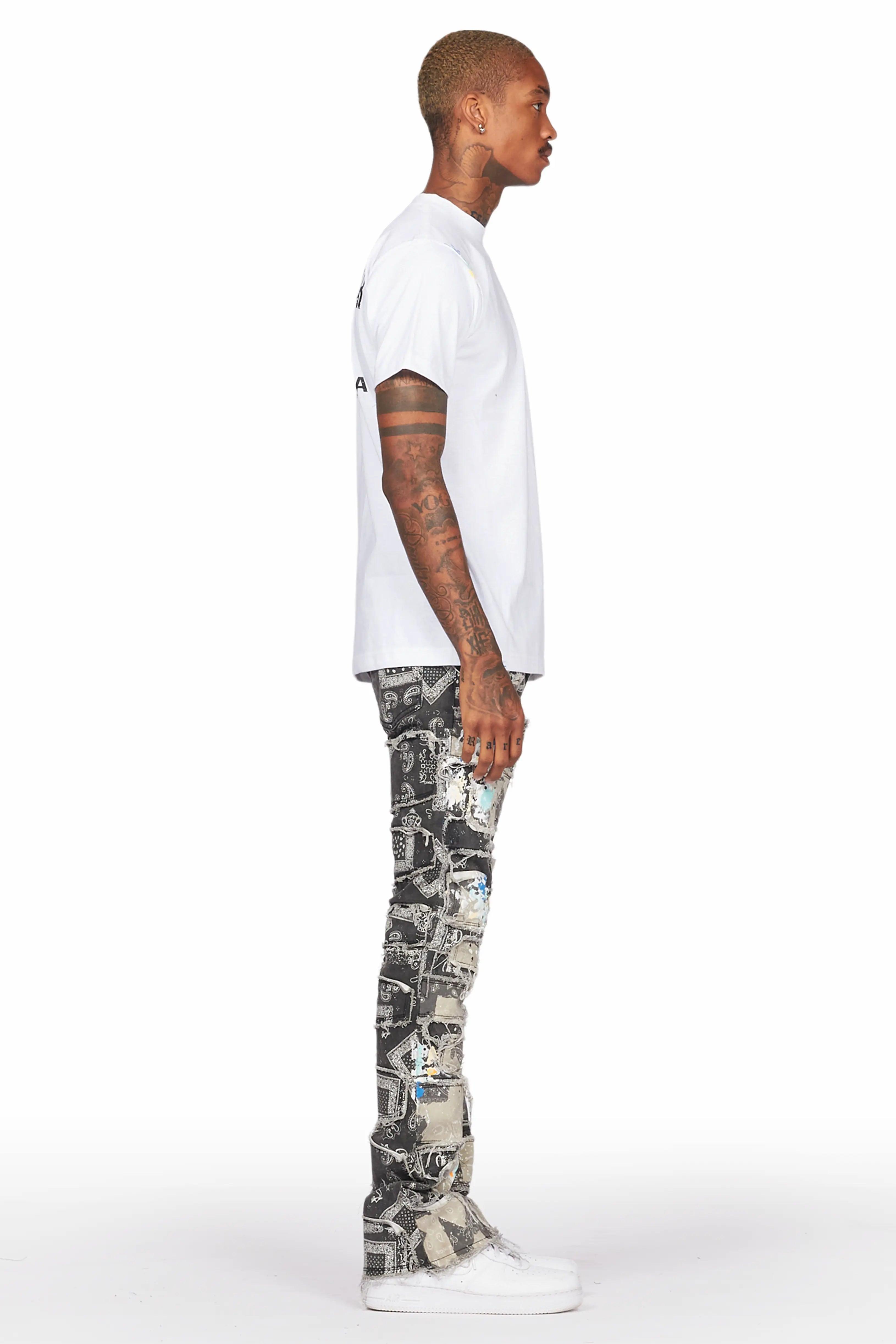 Kavi White/Black T-Shirt/Stacked Flare Jean Set Male Product Image