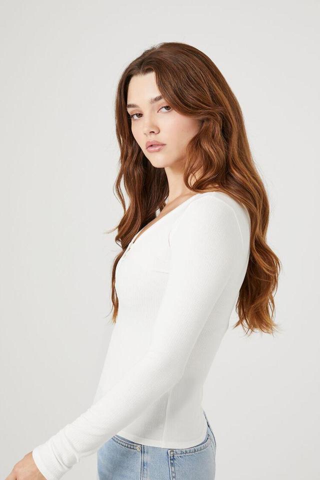 Ribbed Knit Henley Top | Forever 21 Product Image