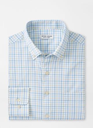 Peter Millar Mens Eastport Performance Twill Sport Shirt | Color: Larkspur | Size: XXL Product Image