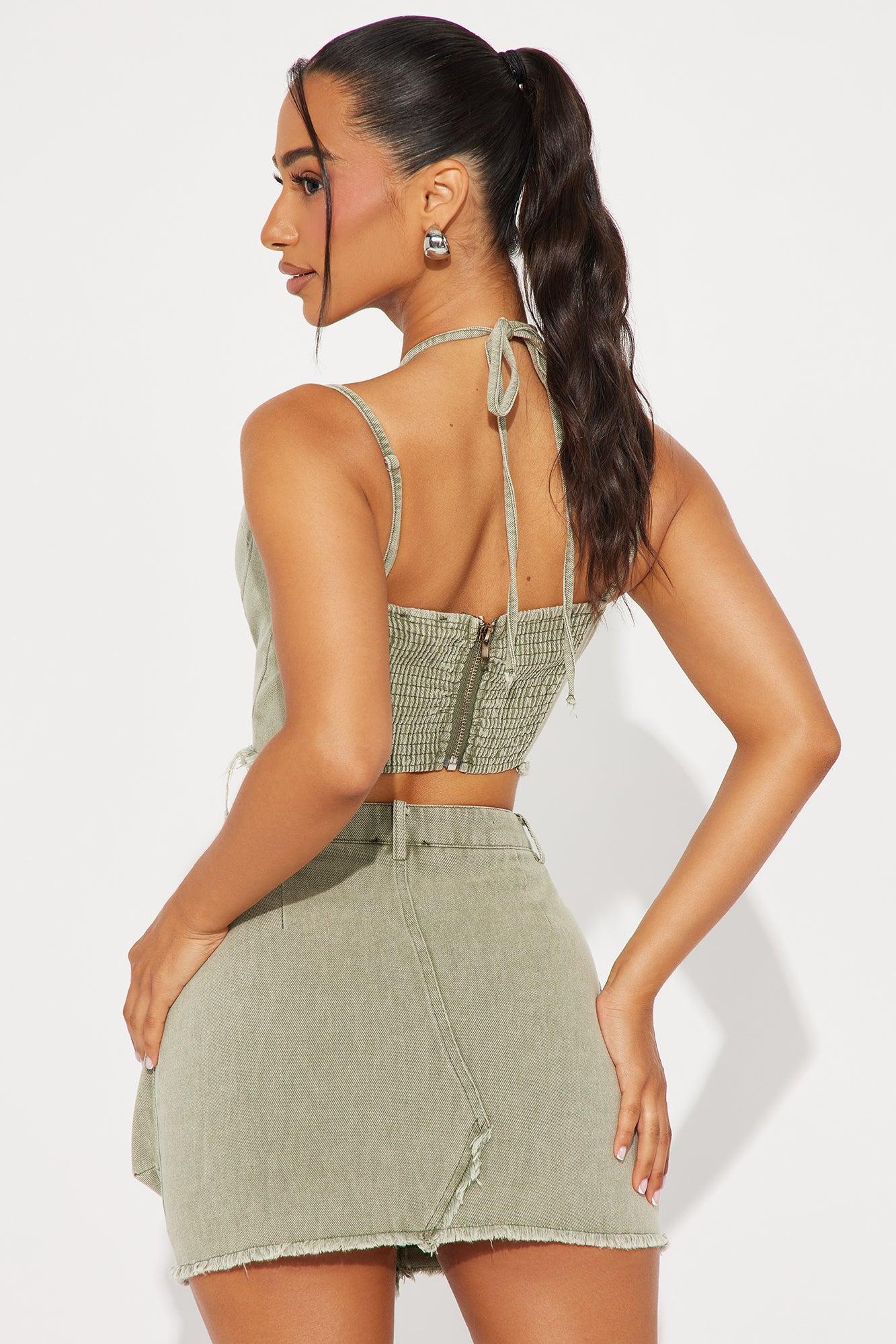 Call You Later Skirt Set - Olive Product Image