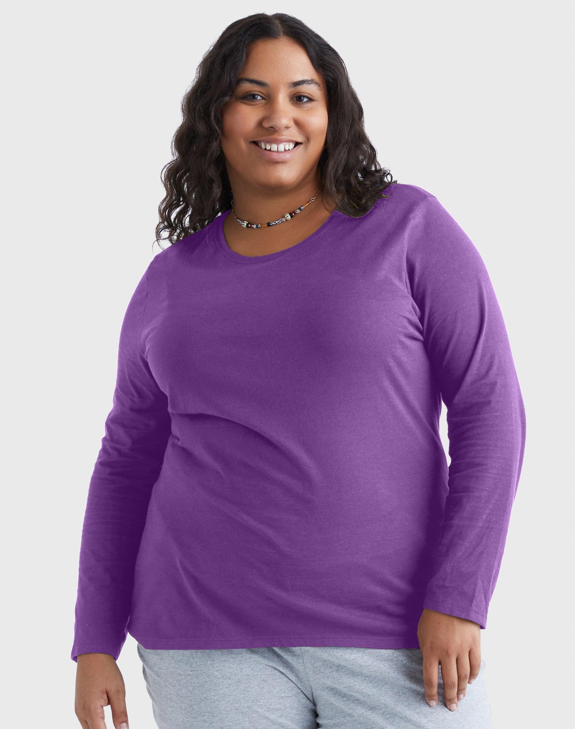 Just My Size JMS Long-Sleeve Scoop-Neck 100% Cotton Womens Tee Deep Dive 5X Product Image