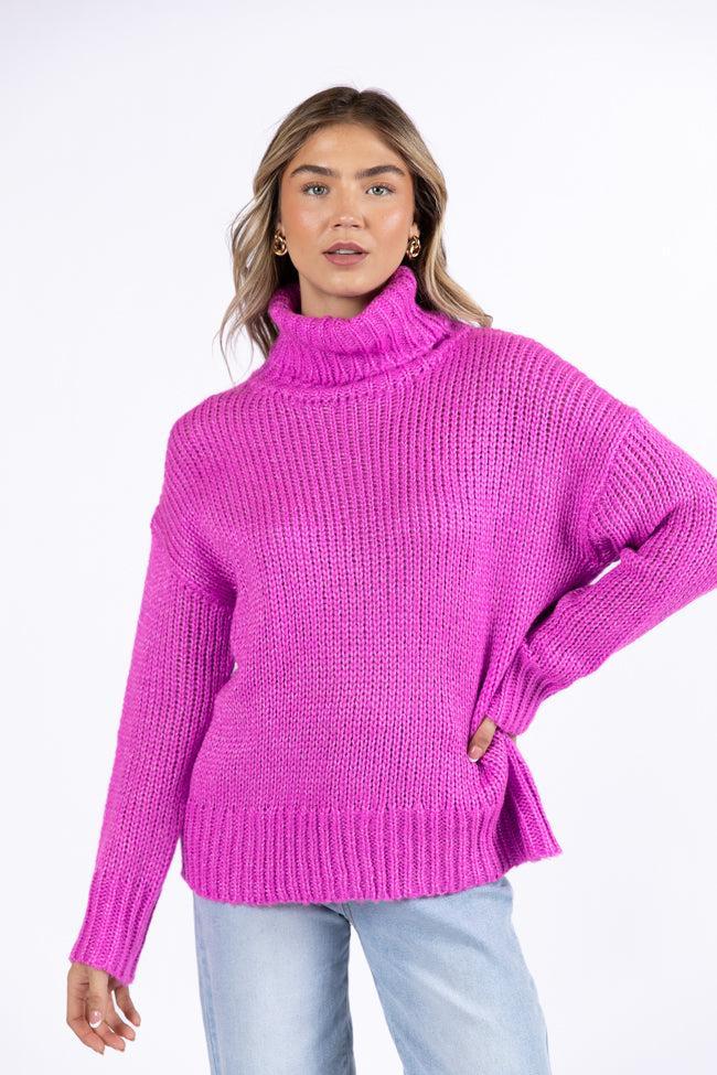 What I Need Magenta Oversized Turtleneck Sweater Product Image