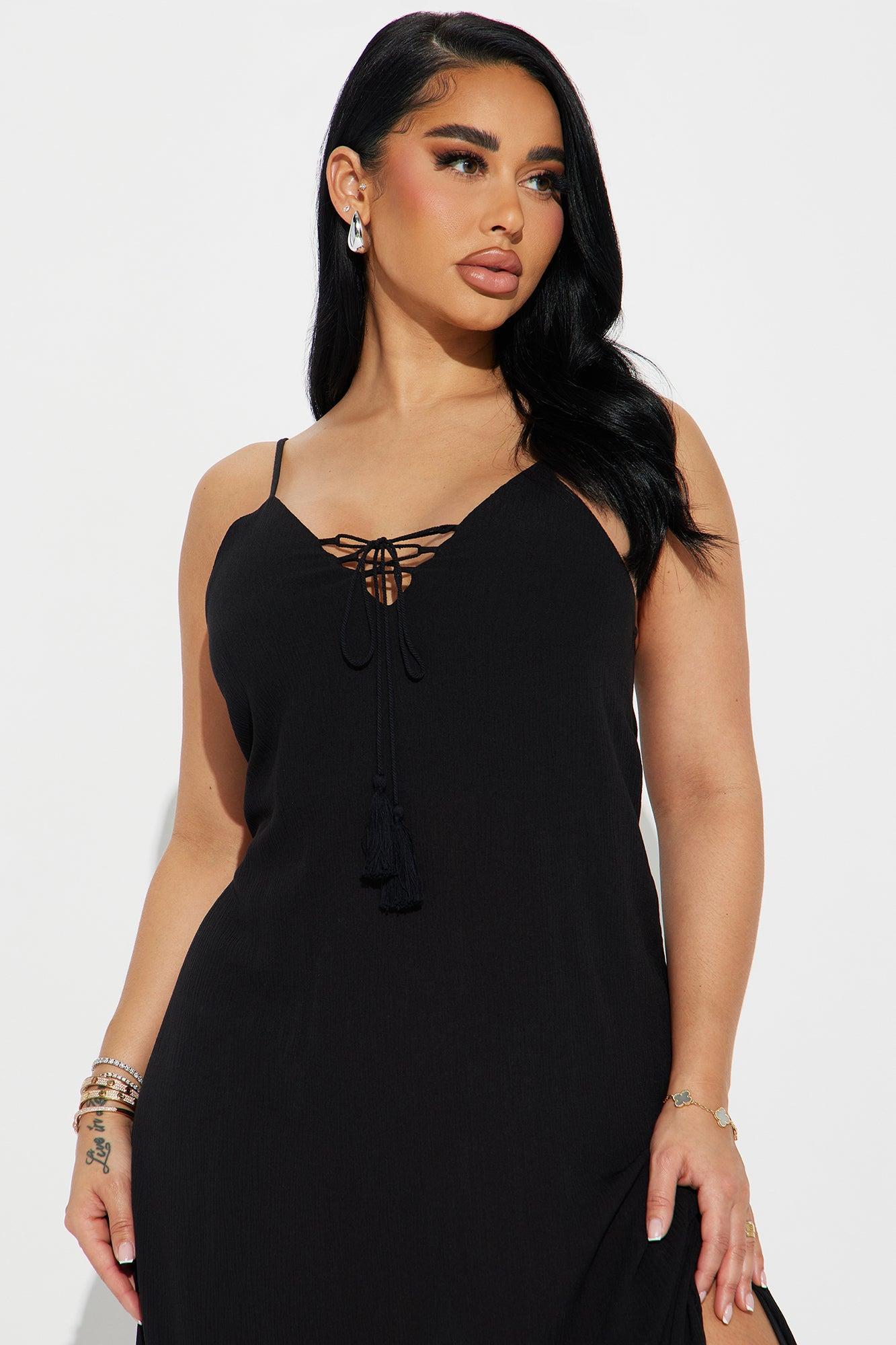 Lace Up Cami Maxi Dress - Black Product Image