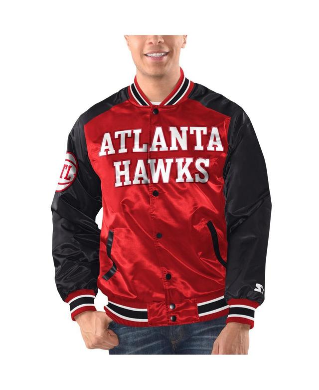 Mens Starter Red Atlanta Hawks Renegade Satin Full-Snap Varsity Jacket - Red Product Image