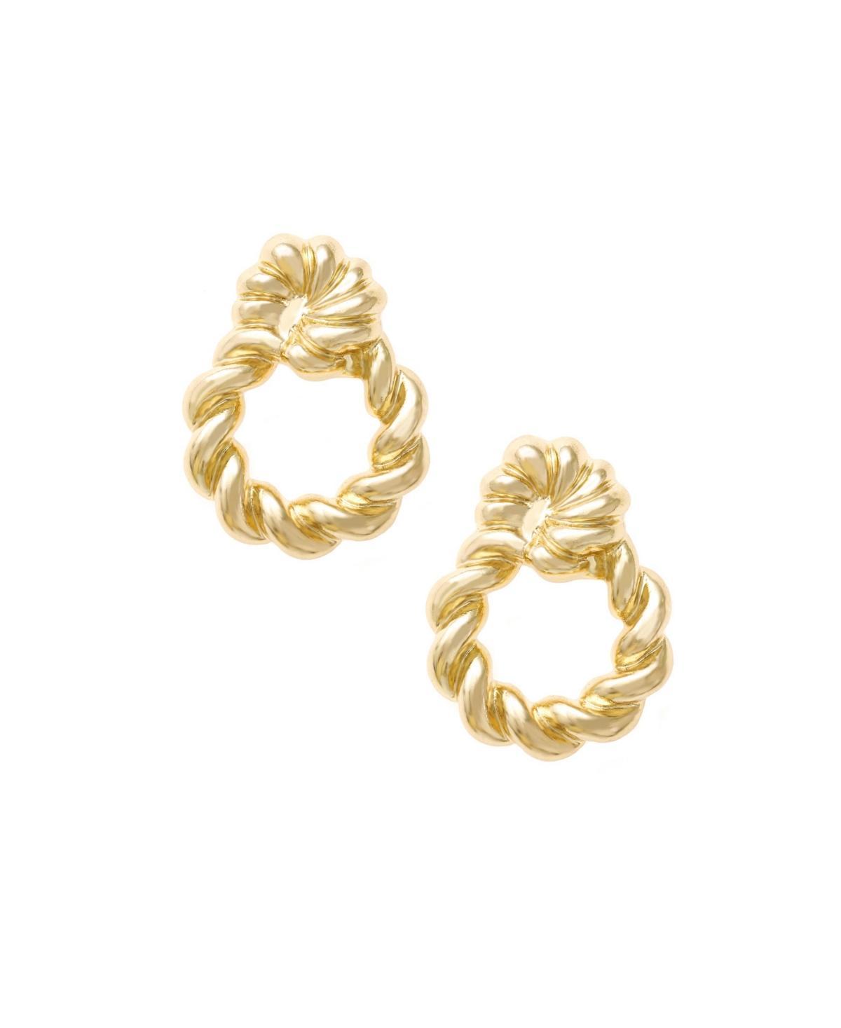 Ettika Roped Hoop Earrings in Metallic Gold. Product Image