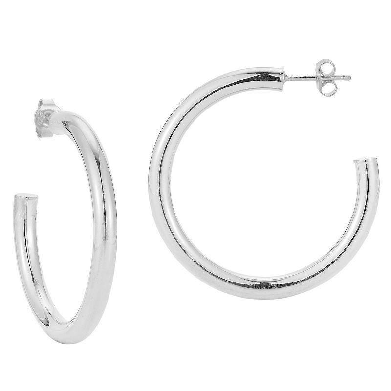 Sunkissed Sterling 1.5 in. Tube Hoop Earrings, Womens, Silver Tone Product Image