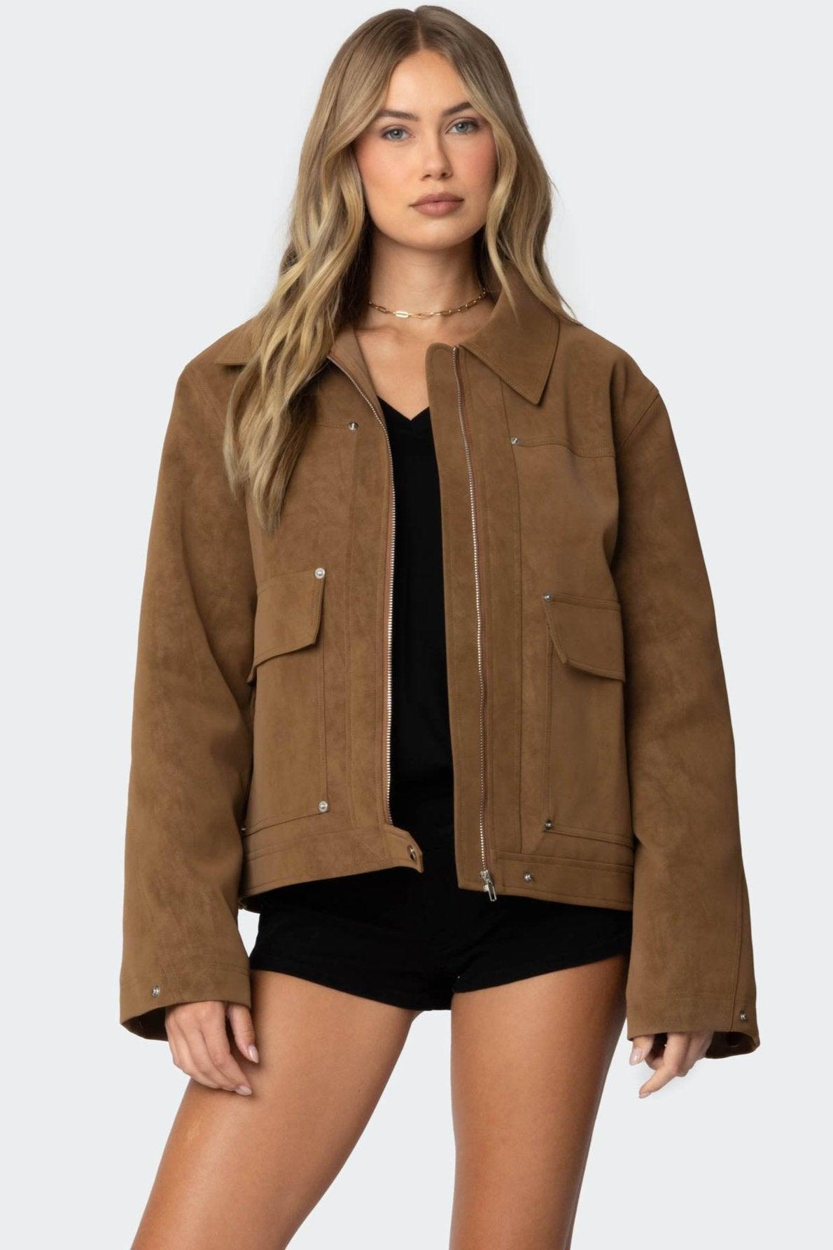 Annabelle Oversized Faux Suede Jacket Product Image