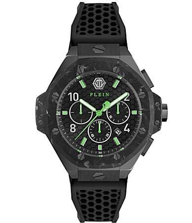 Philipp Plein Mens Chronograph Royal Black Silicone Strap Watch Product Image