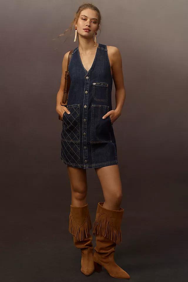 Pilcro Sleeveless V-Neck Denim Pinafore Mini Dress Product Image