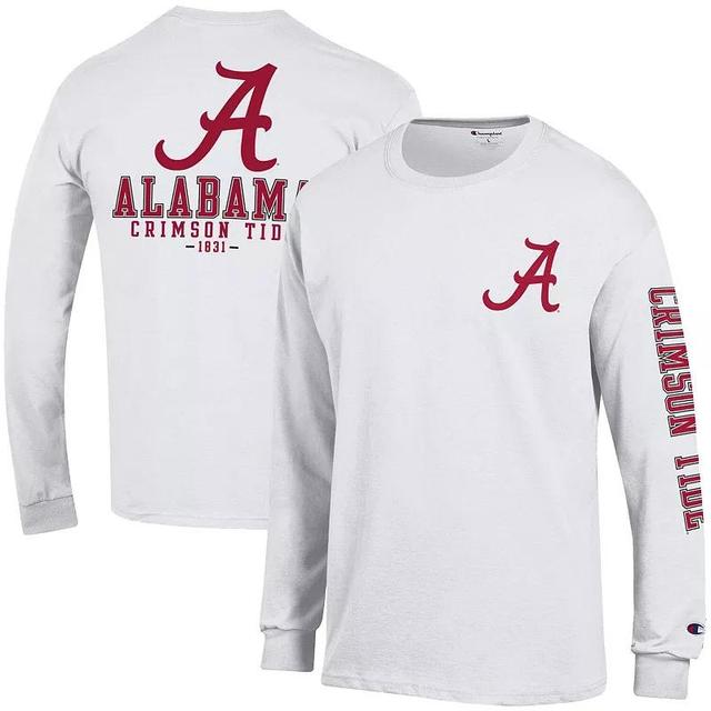 Mens Champion White Alabama Crimson Tide Team Stack 3-Hit Long Sleeve T-Shirt Product Image