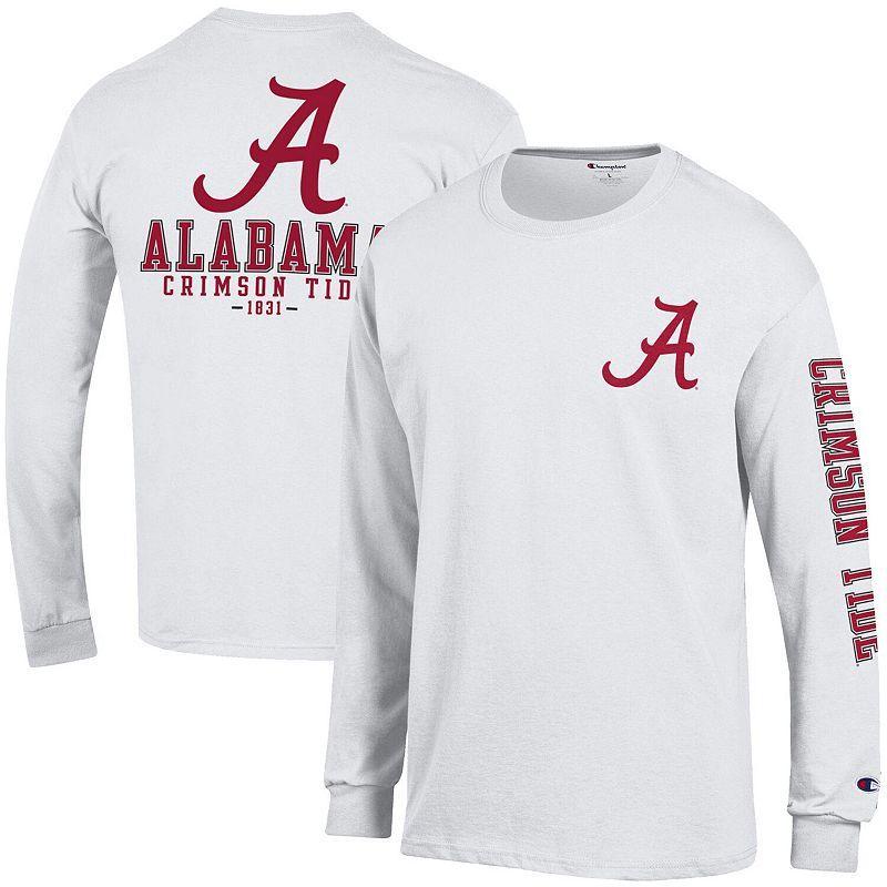 Mens Champion White Alabama Crimson Tide Team Stack 3-Hit Long Sleeve T-Shirt Product Image