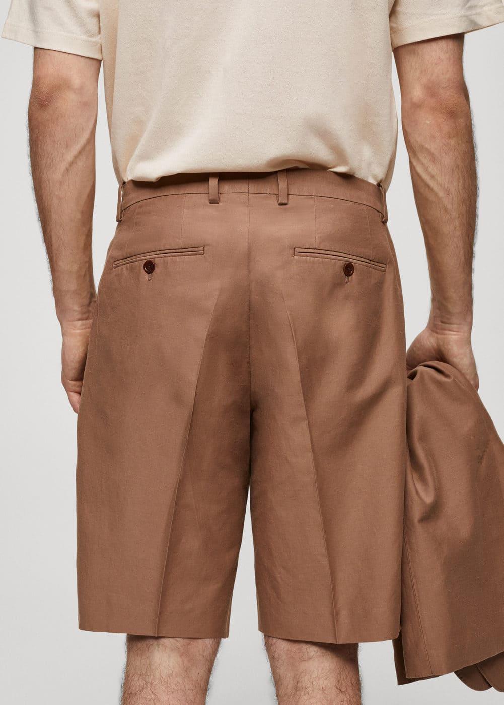 MANGO MAN - Bermuda cotton linen suit bermuda shorts burnt orangeMen Product Image