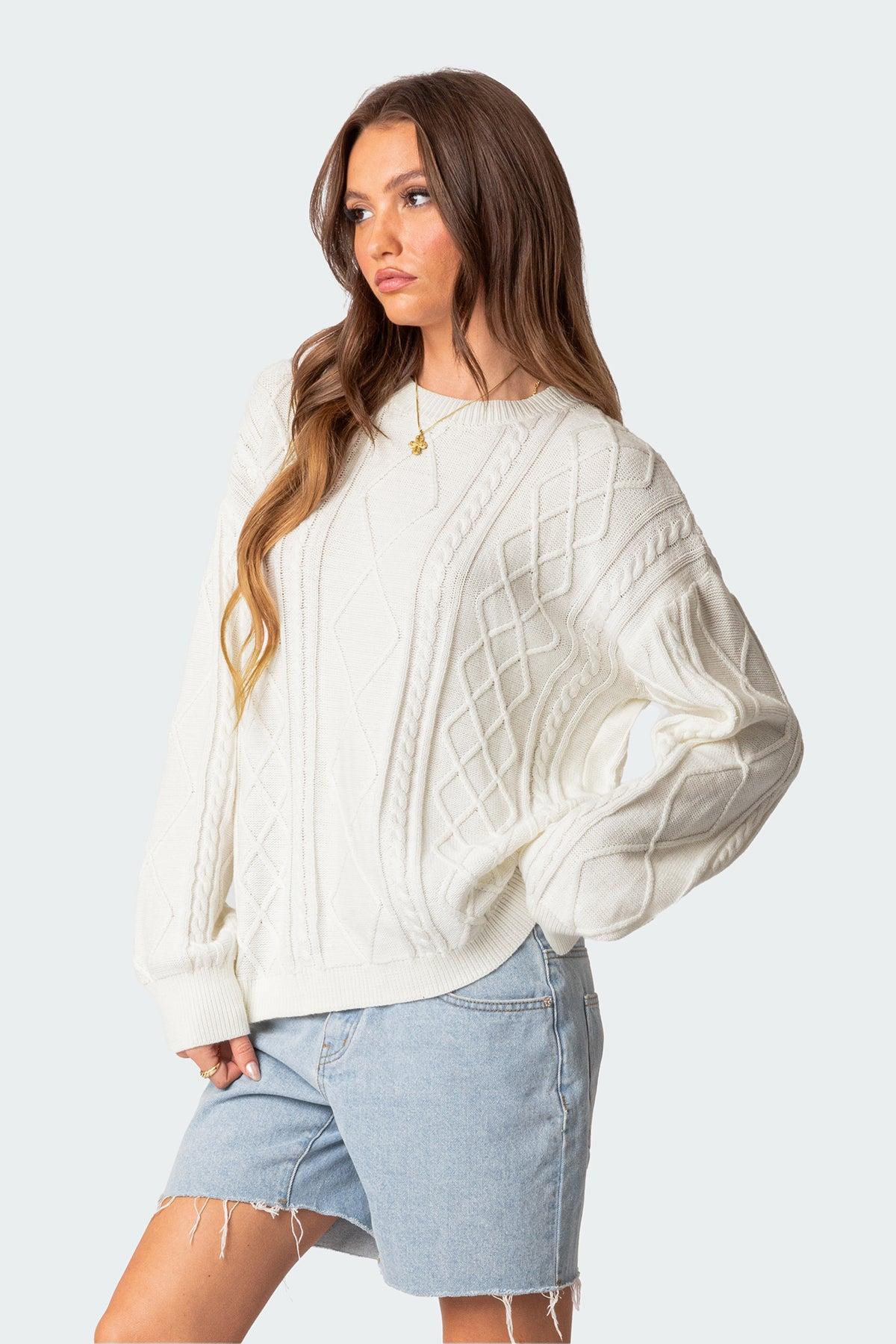 Jessy Cable Knit Oversized Sweater Product Image