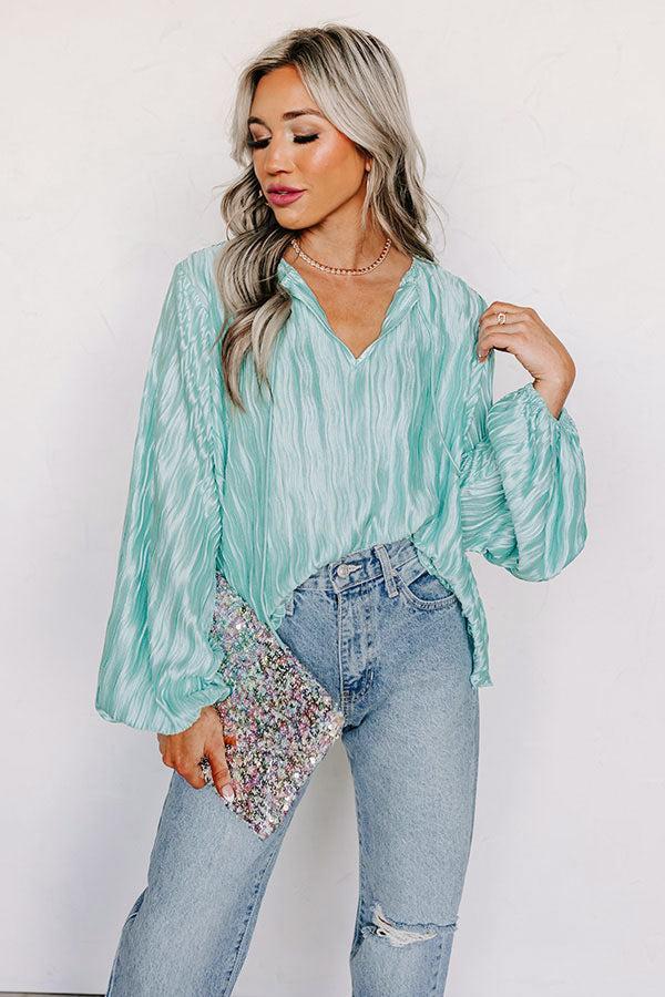 Posh Days Pleated Shift Top in Aqua Product Image