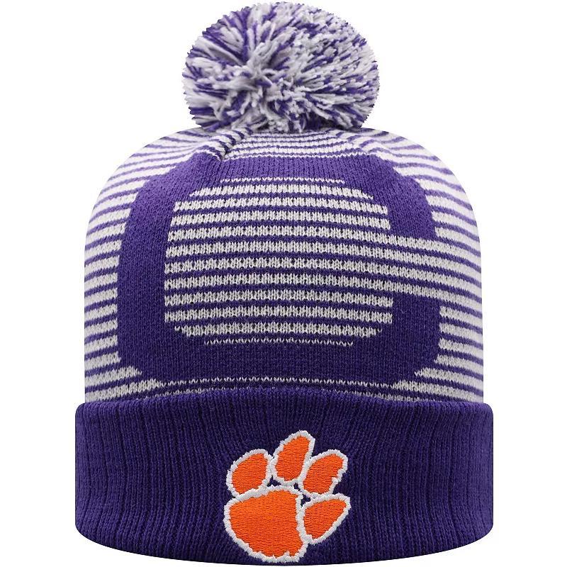 Mens Top of the World Clemson Tigers Line Up Cuffed Knit Hat with Pom Product Image