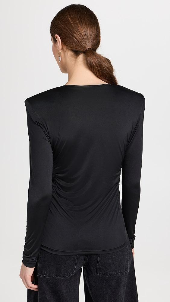 Tibi Micro Jersey Shoulderpad Fitted Crewneck Top | Shopbop Product Image