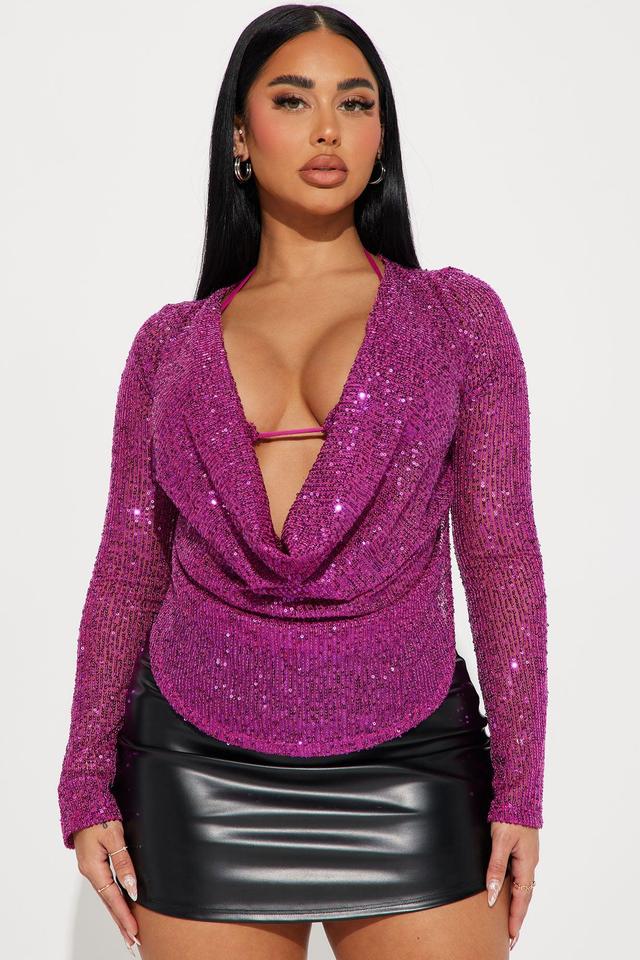 Diamond Heart Sequin Top - Hot Pink Product Image