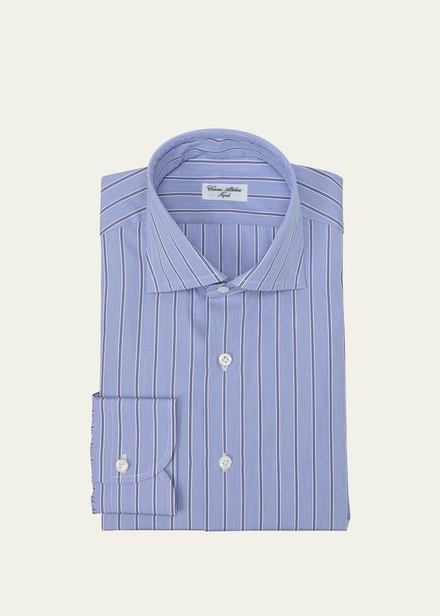 Mens Cotton Multi-Stripe Dress Shirt Product Image