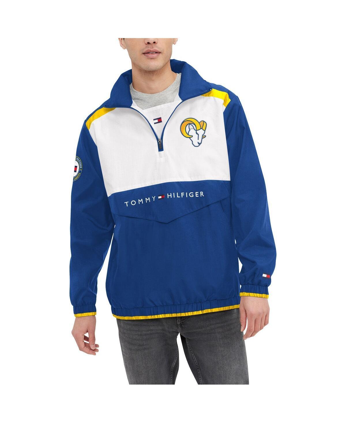 Mens Tommy Hilfiger Royal/White Los Angeles Rams Carter Half-Zip Hooded Top Product Image