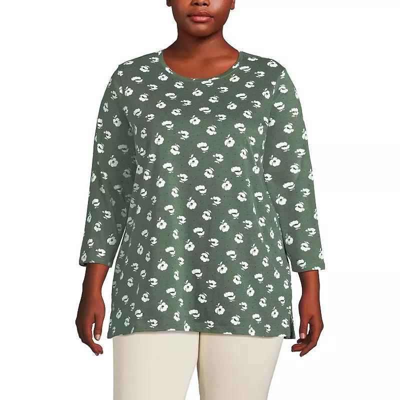 Plus Size Lands End Supima Cotton Relaxed Fit Crewneck Tunic, Womens Product Image