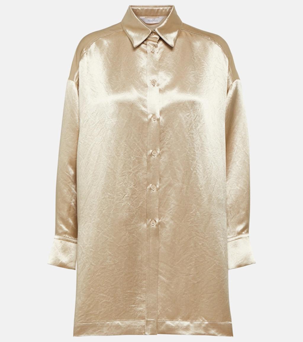 Bacio Oversize Satin Shirt In White Product Image