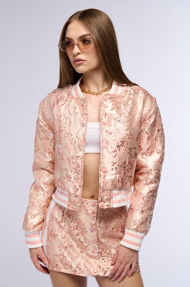 SWEET THING BROCADE BOMBER IN PINK Product Image