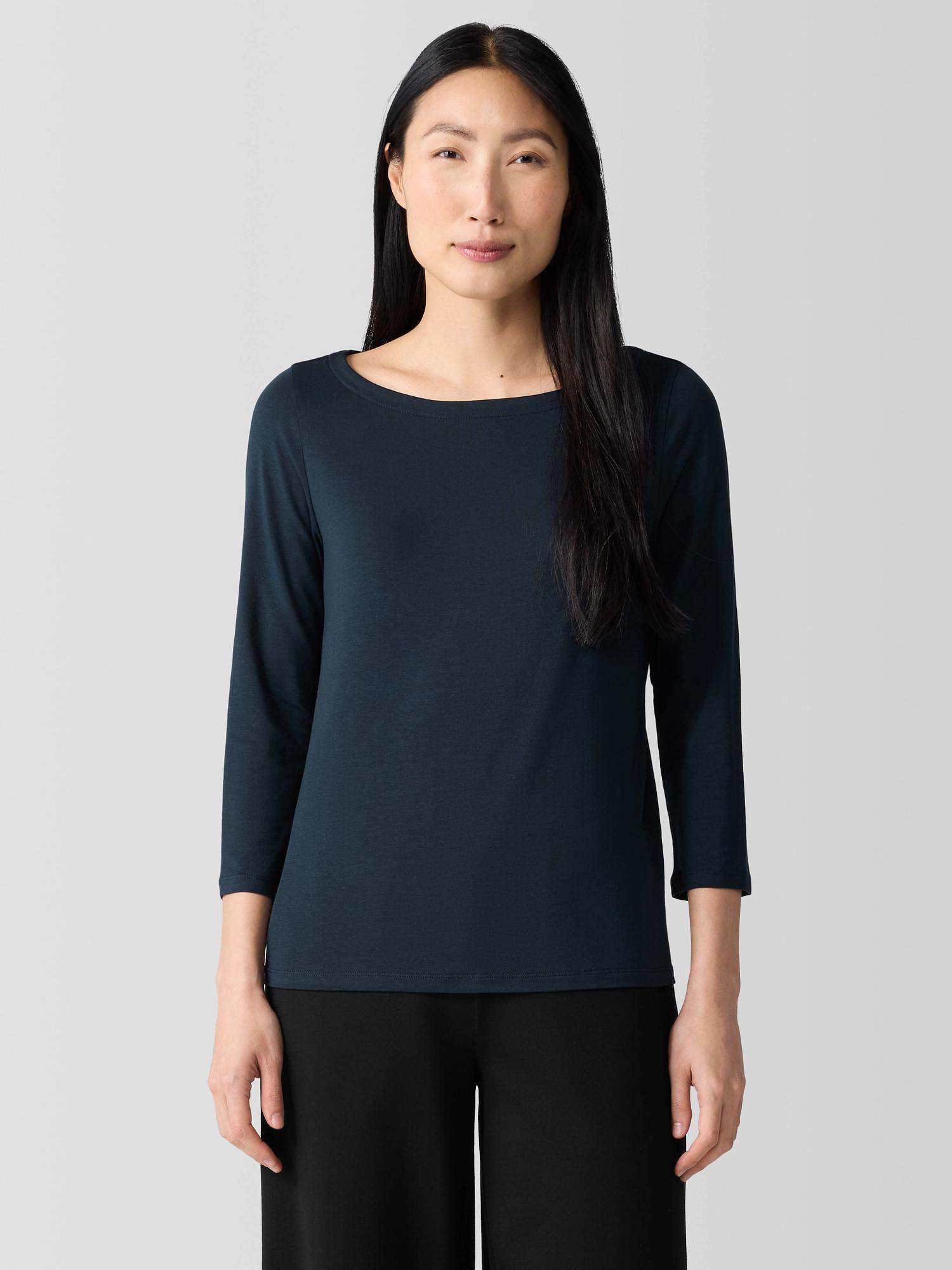 EILEEN FISHER Fine Jersey Bateau Neck Topfemale Product Image