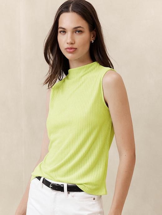 Sheer Ribbed Mock-Neck Tank Product Image