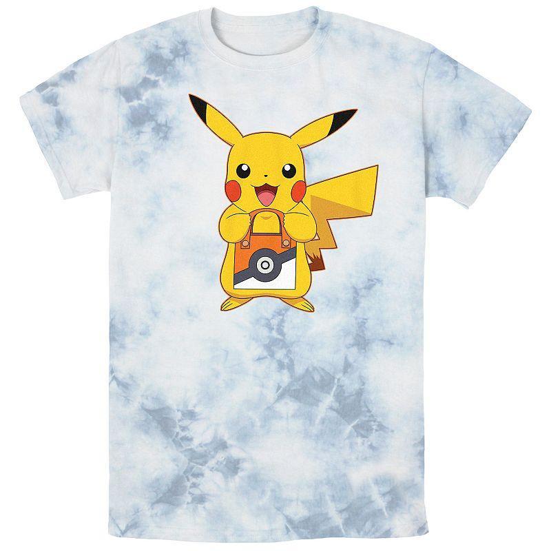 Mens Pokmon Pikachu Treat Pokeball Bag Bombard Wash Tee Black Grey Product Image