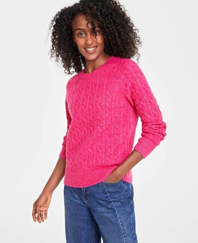 On 34th Womens Cozy Cable-Knit Crewneck Sweater, Created for Macys Product Image