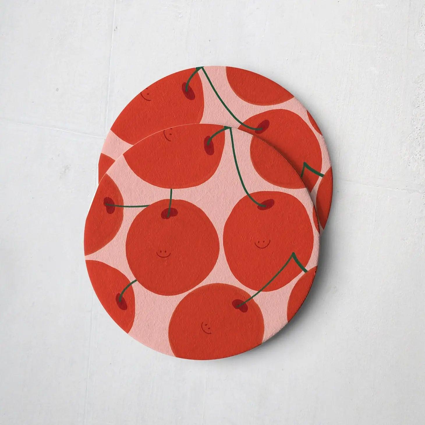 Happy Cherries Coasters - Set of Four Product Image