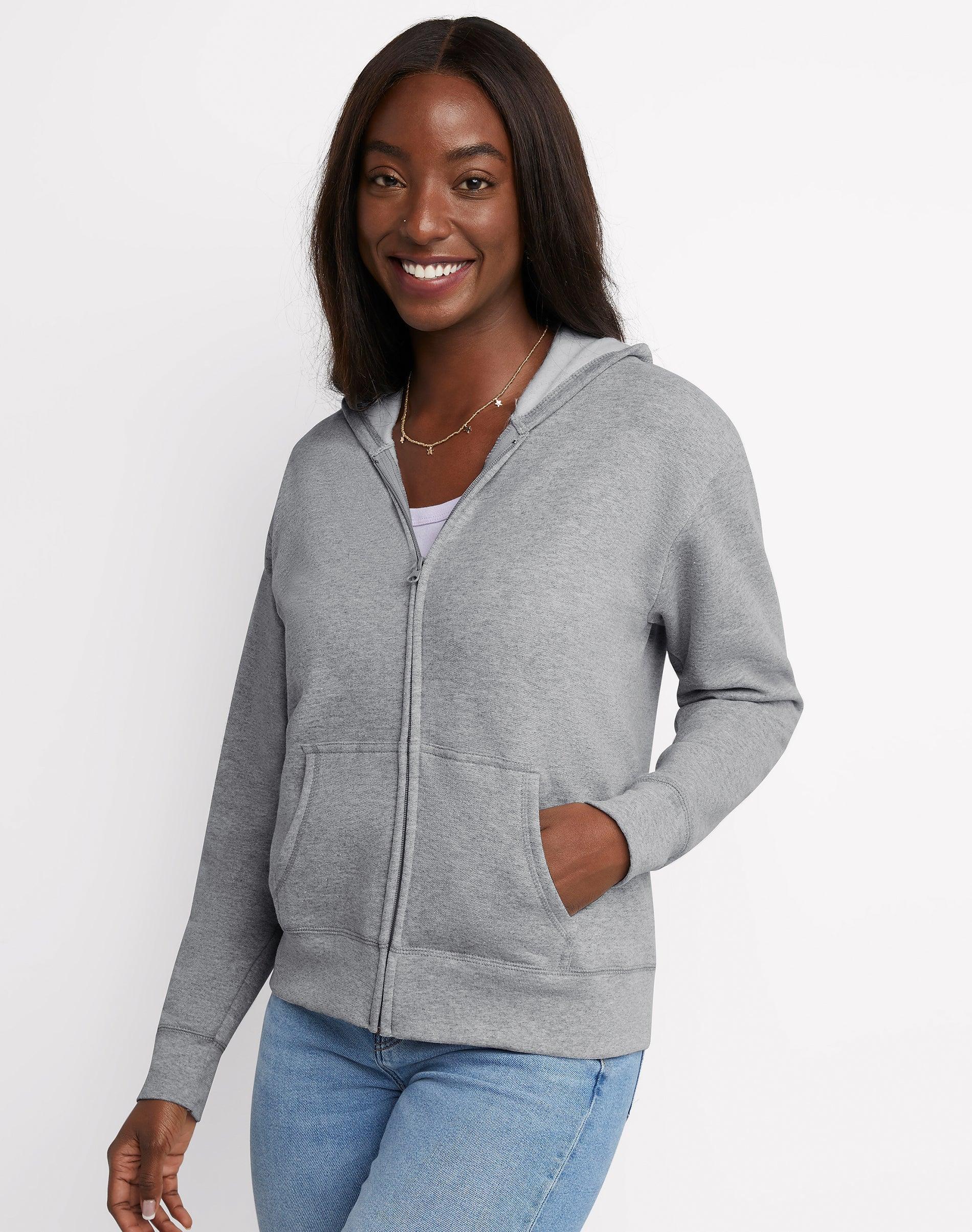 Hanes EcoSmart Womens Fleece Zip Hoodie Slate Heather 2XL Product Image