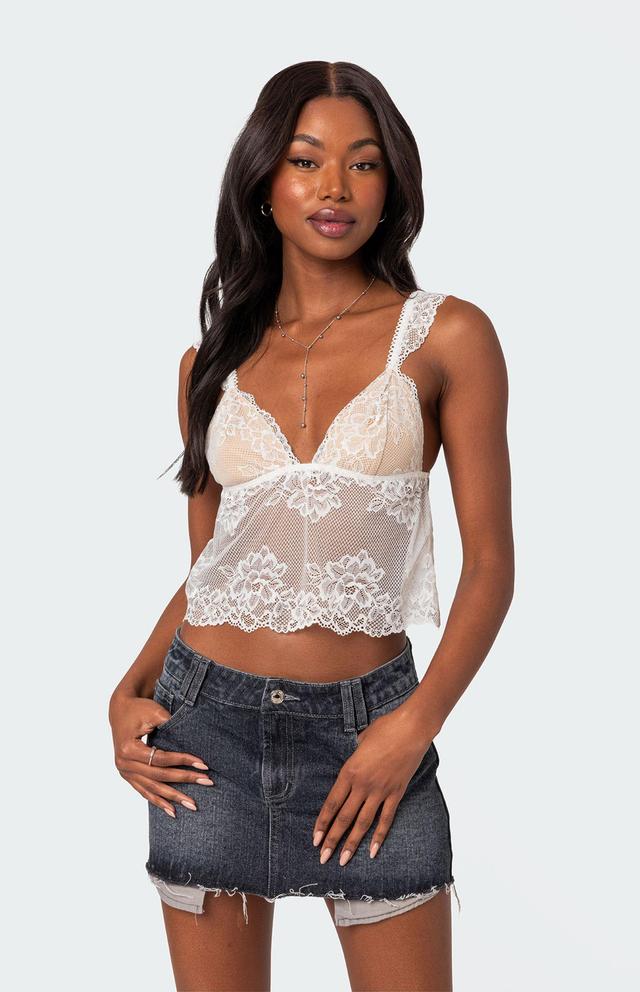 Edikted Women's Jasmine Sheer Lace Top Product Image