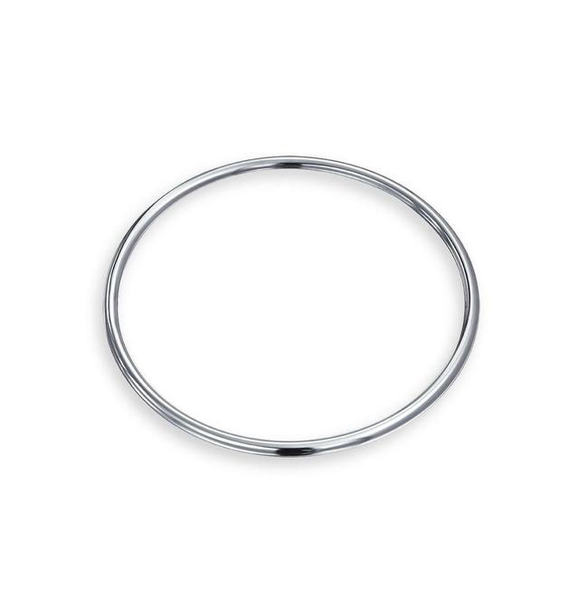 Basic Strong Stackable 3MM Smooth Polished Solid Rounded Edge .925 Sterling Silver Bangle Bracelet For Women Diameter Product Image