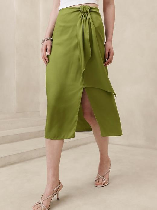 Silky Crepe Sarong Midi Skirt Product Image