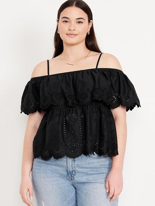 Off-Shoulder Cutwork Top Product Image