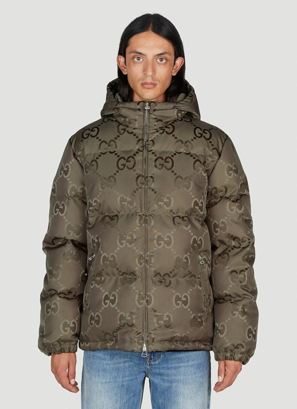 GUCCI Jumbo Gg Canvas Down Jacket In Green Product Image