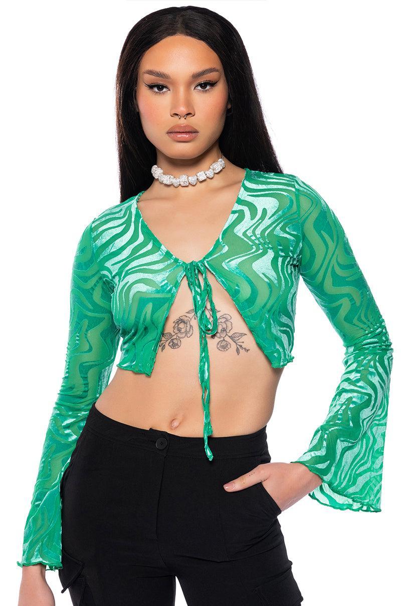 MILKY WAY LONGSLEEVE TIE FRONT TOP Product Image