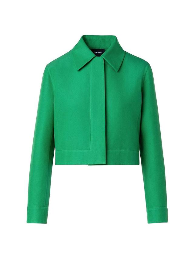 Womens Cropped Cotton & Silk-Blend Jacket Product Image